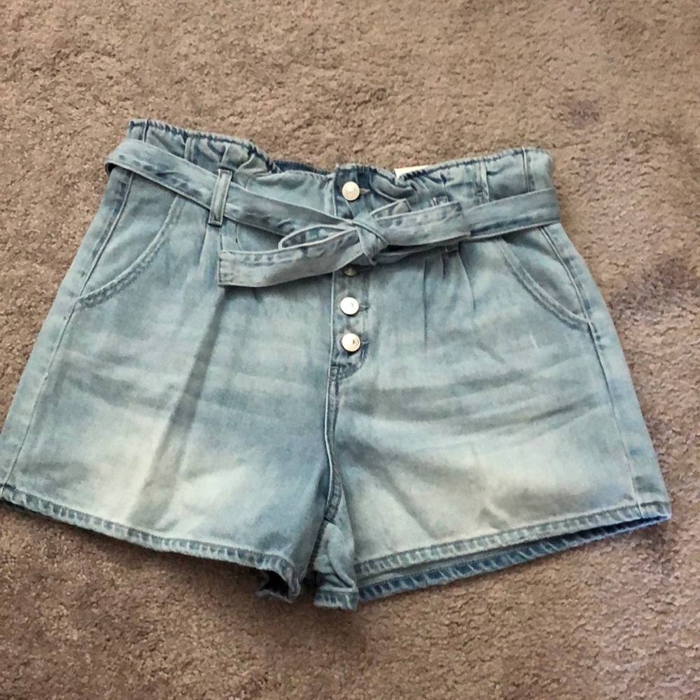 Jean Paperbag Waist Shorts